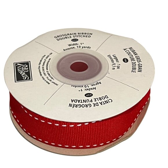 Stampin Up! Grosgrain Double-Stitched Ribbon Set Real Red Bashful Blue Chocolate - Picture 3 of 7